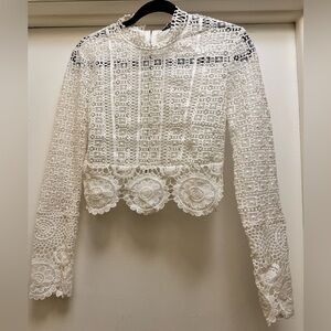 Banjul Cream Crochet Long Sleeve Top